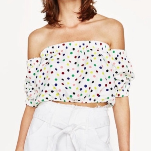 Zara Tops - NWOT Zara Polka Dot Off the Shoulder Top